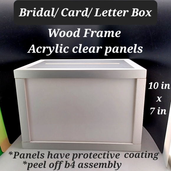 Bridal/Card/ Letter Box , wooden, acrylic 10 in x 7 in - Picture 1 of 7